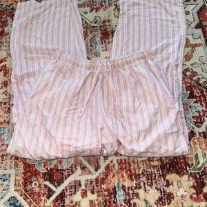 Soft Pink Striped Women's Pajama Pants